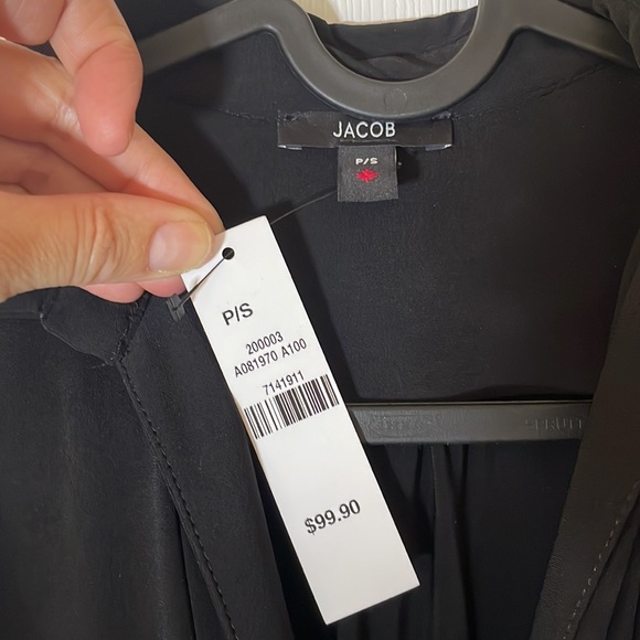 Black, Jacob brand ankle length wrap dress with collar. - Picture 2 of 3